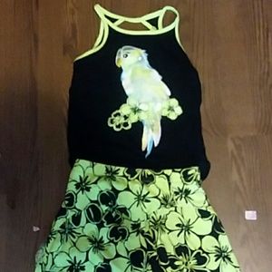 Parrot shirt with skirt